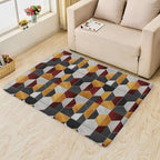 Modern Hexagon Rug, 5x8 Rug, Geometric Pattern Rugs for Living Room Bedroom, Modern Large Area Rug, Washable Rug Non Slip Soft Indoor Carpet, Modern Hexagon Home & Room Decor