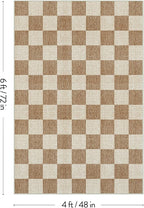 LIVEBOX 4x6 Washable Area Rug Checkered, Non-Slip Small Entryway Rug Brown Farmhouse Neutral Classic Geometric Boys Rug for Bedroom Living Room Low-Pile Carpet for Indoor Kitchen Bathroom(Brown 4'x6')