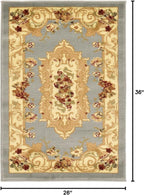 Rugs.com Chateau Collection Rug – 2' x 3' Light Blue Medium Rug Perfect for Entryways, Kitchens, Breakfast Nooks, Accent Pieces