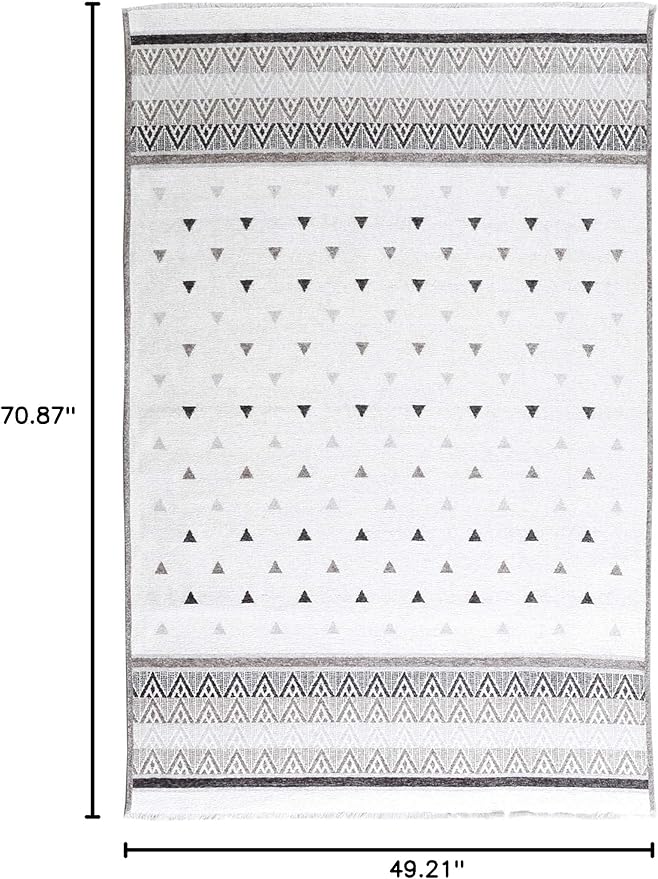 Alfa Rich 4x6 Gray Off White Washable Area Rugs for Living Room Bedroom Kitchen Dining Cotton Rug