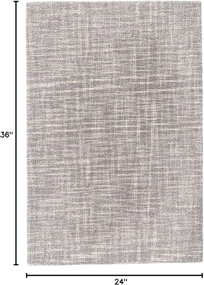 Dash and Albert Crosshatch Wool Area Rug - 2' x 3' Dove Grey Solid Hand Micro Hooked Accent Rug - Durable, High Traffic Areas Bedroom, Hallway, Stairs