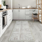 Bloom Rugs Washable Non-Slip 10 ft Runner - Brown Striped Runner for Entryway, Hallway, Bathroom, and Kitchen - Exact Size: 2.5' x 10'