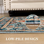 U'Artlines Boho Vintage Area Rug 3x5 Machine Washable Low Pile Soft Floor Carpet Non Slip Non Shedding Accent Rug for Living Room Bedroom Entryway Dining Room Office Orange/Multi