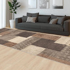 Modern Geometric Patchwork Indoor Runner Rug for Living Room, Beige 2.7'x 10' Large Rug Rockwood Collection Hardwood Floors Decor for Bedroom, Beige Throw Carpet for Office Entryway Dining Room