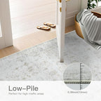 Washable 9×12 Area Rugs for Living Room, Vintage Floral Rug Soft Non Slip Stain Resistant Boho Carpet for Bedroom Dinning Room Kitchen Home Office 02 Beige