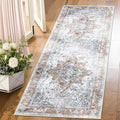 COMSLE Boho Runner Rug, 2x6 Washable Area Rugs for Hallway Faux Wool Small Throw Rug Distressed Kitchen Non-Slip Laundry Room Carpet Runner for Entryway Indoor Door Mat Bedroom (Orange)