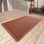 AMOAMI Upgraded Waffle Bath Mat, Super Absorbent Non Slip Bath Mats for Bathroom Floor, Machine Washable Bathroom Rugs with Tassels, Rubber Backed Bathroom Mats, Ultra Soft, 20" x 32", Dirty Orange