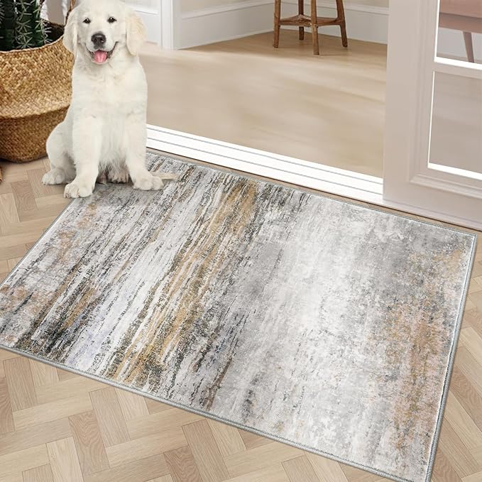 COMSLE Door Mat Soft Absorbent Indoor Front Entryway Rug Machine Washable Entrance Mats for Muddy Paws Non Slip Throw Rugs 36" x 60" Doormat for Inside Foyer Bedroom - Yellow