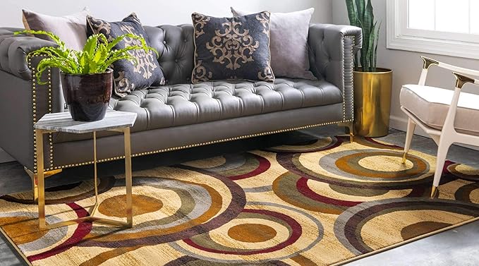 Unique Loom Barista Collection Area Rug - Kona (7' 10" x 10' Rectangle, Beige/ Black)