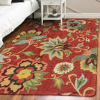 Lahome Floral Red 3x5 Area Rug, Washable Kitchen Fall Rugs Non-Slip ‎Stain Resistant Soft Throw Low-Pile Carpet for Bedroom, Christmas Paisley Print Floor Carpet for Living Room Entryway Office