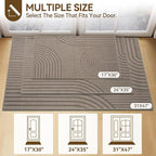 Front Door Mat 31''x47'', Absorbent Muddy Dirt Resist Washable Non Slip Low-Profile Indoor Doormat, Easy Clean Welcome Entryway Door Mats, Brown
