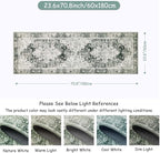 Moynesa Ultra-Thin Washable Runner Rug -2x6 Rug Runners for Hallways Non Slip Stain Resistance, Vintage Non Shedding Indoor Throw Carpet Runner for Bathroom Entry Door Kitchen Laundry Room, Grey