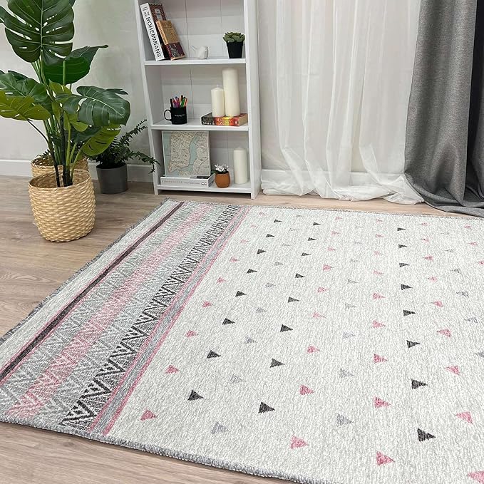 Alfa Rich 3x5 Mauve Gray Off White Washable Area Rugs for Living Room Bedroom Kitchen Decor Runner