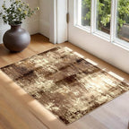 Washable Area Rugs 2'x3' Non-Slip Modern Abstract Soft for Living Room Entryway Bedroom Nursery, Print Pattern, Brown Tan Beige Coffee