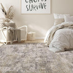 Nakagishi 7x9 Area Rugs Living Room: Washable Abstract Large Neutral Soft Rug Stain Resistant Modern Indoor Floor Non-Slip Carpet for Bedroom Nursery Kids Playroom Office Dining Room Dorm- Brown Grey