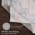vivorug Runner Rug 2'x7' Machine Washable Non-Slip Runners for Hallways Kitchen Entryway Laundry Room Vintage-Inspired Carpet Hallway Runner Pink