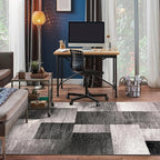 Rugshop Gray Modern Distressed Boxes Area Rug, Cozy Non-Shedding Pile for Living Room, Bedroom and Dining Area, 5' x 7'