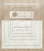 Area Rug 4x6 Entryway Rugs - Machine Washable Vintage Boho Area Rug Non-Slip Bedroom Rugs Soft Stain Resistant Living Room Carpet, Floral Distressed Rug for Dining Room Office(Cream Beige, 4'x6')