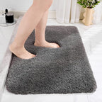 Dark Grey Bathroom Rug 20x32 Non Slip Fluffy Bath Mat for Bathroom Floor Washable Plush Luxury Bath Rug for Tub Soft Shaggy Absorbent Shower Sink Mat