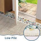 GarveeHome 4x6 Area Rugs for Bedroom Living Room Machine Washable Rugs Floral Bordered Small Carpet Non-Slip Stain Resistant Accent Carpet for Dining Room Table Apartment Office, Light Camel