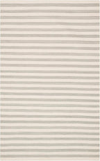 Home Conservatory Ladder Stripe Grey/Ivory Handwoven Wool 4 X 6 Feet, Grey/Ivory Stripe Pattern