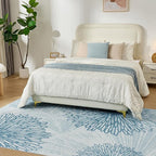 WITSHOCK 6x9 Washable Rug for Living Room,Modern Floral Distress Print Pattern Area Rugs,Stain Resistant with Non Slip Backing Carpet for Dining Room,Bedroom & Home Decor,Blue/Light Blue