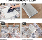 Modern Abstract Small Area Rug Indoor, Grey Orange Multi 3x5 Washable Rug Non-Slip Soft Entryway Rug Kitchen Mats Thin Print Faux Wool Floor Carpet Colorful Throw Rugs for Entrance Bedroom