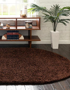 Unique Loom Solid Shag Collection Area Rug (3' 3" x 5' 3" Oval, Chocolate Brown)