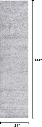 Eyely UES100K-212 Supersoft Haze Solid Low-Pile Indoor Runner Rug, Coastal, Bohemian, Minimalist, Classic, Casual for Bedroom,Kitchen,Living Room,Non Shedding,Easy-Washing, Gray, 2 X 12