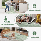 Area Rug 6x9 Washable Rug, Vintage Boho Medallion Rugs Non-Slip Soft Low Pile Large Distressed Rug Indoor Retro Carpet for Living Room Bedroom Dining Room Home Office (Sage Green, 6'x9')