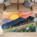 Boho Sun Runner Rugs 2x4ft, Minimalist Line Small Entryway Mats, Geometric Solar Laundry Room Rug Non Slip Durable Throw Rugs for Front Door Bedroom Bedside