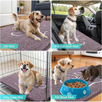 OLANLY Dog Door Mat for Muddy Paws 48x30, Paw Print Design, Absorbs Moisture and Dirt, Absorbent Non-Slip Washable Doormat, Quick Dry Chenille Mud Mat, Entry Indoor Entryway Carpet, Deep Plum