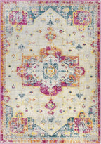 Antep Rugs Elite 8x10 Vintage Bohemian Distressed Oriental Medallion Indoor Area Rug (Pink, 7'10" x 10')