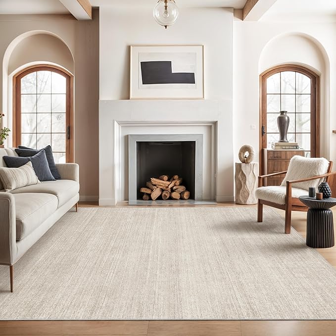 Valenrug Washable Rugs 5x8 - Stain Resistant 5x8 Area Rugs for Living Room, Non Slip Backing Printed Rugs for Bedroom, Folable Machine Washable Area Rug (5'x8', Beige)