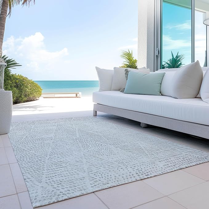 Addison Rugs Chantille ACN591 Silver 5' x 7'6" Indoor Outdoor Area Rug, Easy Clean, Machine Washable, Non Shedding, Bedroom, Living Room, Dining Room, Kitchen, Patio Rug