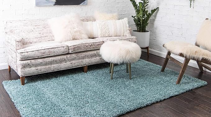 Unique Loom Solid Shag Collection Area Rug (2' 2" x 3' 1" Rectangle, Light Slate Blue)