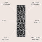 JONATHAN Y Boho Vintage Diamond Black/Ivory Runner Rug 2X20 ft, Moroccan Hype for Living Room, Bedroom, Kitchen, Office, Easy-Cleaning, High Traffic, Pet-Friendly, Non-Shedding (MOH101D-220)