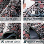 9x12 Washable Area Rugs for Living Room, Stain Resistant Vintage Rugs for Dining Room Under Kitchen Table, Bedroom, Floral Low Pile Non-Slip Large Carpet (9 x 12 Dark Green)