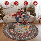 U'Artlines Boho Vintage Round Area Rug 6ft Machine Washable Low Pile Soft Floor Carpet Non Slip Non Shedding Accent Rug for Living Room Bedroom Entryway Dining Room Office Rust＆Teal