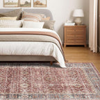 Dripex Vintage Washable Area Rug - 5x8 Distressed Rugs for Living Room Bedroom Oriental Medallion Floral Print Carpet Low-Pile Indoor Soft Non-Slip Accent Rug Farmhouse Office Home Decor