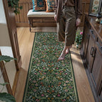 Lahome Floral Kitchen Runner Rug, 2.6x8 Green Non Slip Hallway Runner Rug, Soft Thin Stain Resistant Long Carpet for Laundry, Washable Boho Carpets for Bathroom Entryway