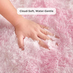 Andency Soft Area Rugs for Living Room Bedroom, 5x8 Fluffy Shaggy Bedside Rug, Non-Slip Large Shag Fuzzy Plush Carpets for Bedroom Kids Dorm Nursery Home Decor Aesthetic, Tie-Dyed White Pink