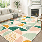 MUJOO Green Washable Rugs 8x10,Boho Area Rugs for Living Room Bedroom,Large Throw Floor Carpet Non Slip Soft Modern Abstract Sage Green