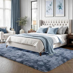 Zentavio Area Rugs for Living Room Large Rugs for Bedroom 5x8 Carpet Fluffy Fuzzy Soft Shag Aesthetic Plush High Pile Gray Throw Rug for Nursery Kids Room Dorm Tie-Dyed Blue Grey