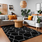 ONASAR Area Rugs for Bedroom Living Room, Fluffy 4x6 Black and White Rug, Geometric Washable Shaggy Plush Bedside Indoor Floor Carpet for Nursery Kids Teens Girls Boys Dorm Home Office Decor