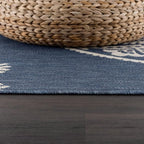 CAMILSON Outdoor Rug 9x12 Modern Area Rugs for Large Indoor and Outdoor Patios and Porches - Waterproof Washable Non-Shedding, Easy-to-Clean Outside Carpet (9 x 12, Medallion - Blue/White)