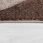 Paco Home Modern Area Rug Bordered with Geometric Pattern in Brown Beige with Contour Cut, Size: 2' x 3'7"
