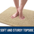 OLANLY Dog Door Mat for Muddy Paws 47x17, Absorbs Moisture and Dirt, Absorbent Non-Slip Washable Doormat, Quick Dry Chenille Mud Mat for Dogs, Entry Indoor Entryway Carpet for Inside Floor, Beige