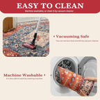 SERISSA Boho Rugs for Entryway, 2x3 Tribal Entryway Rug Non-Slip Washable Small Area Rug, Ultra Soft Oriental Vintage Low-Pile Indoor Door Mat Floor Carpet for Entrance Bedroom Kitchen Bathroom