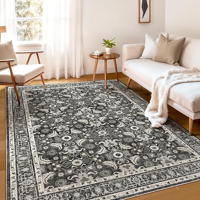 WITSHOCK Living Room Area Rugs 5x7: Soft Non-Slip Backing Washable Rugs Vintage Large Carpet for Bedroom Office Dining Room Kitchen Stain Resistant Home Decor Rug